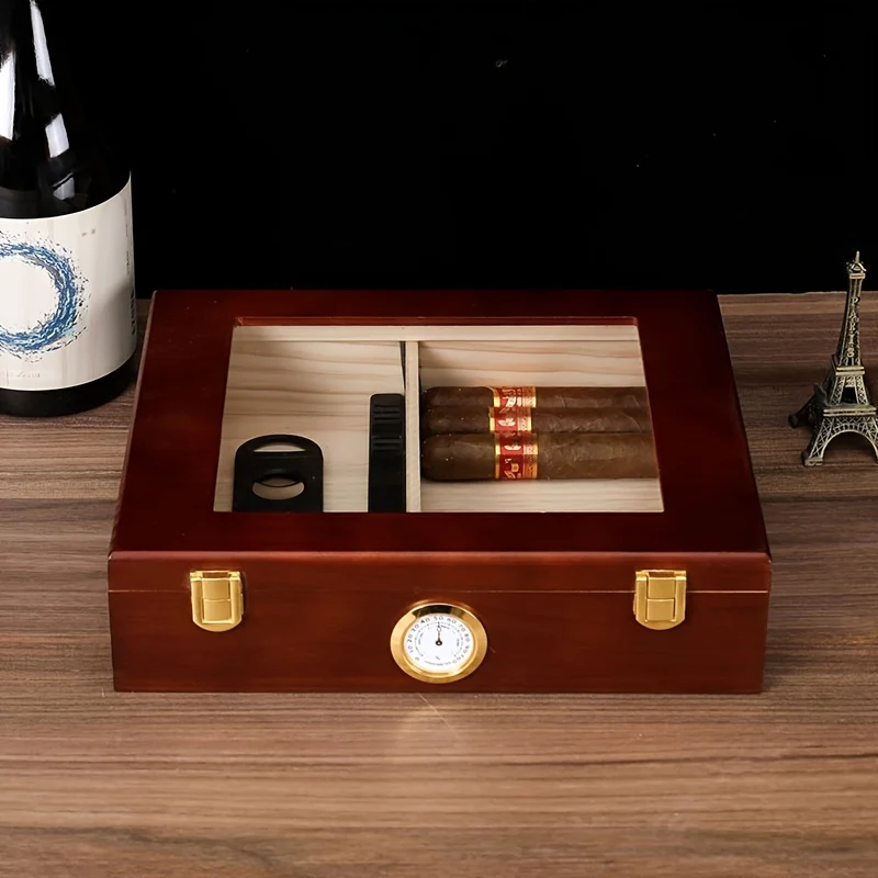 Retro Cederhouten Sigarenkistje | Draagbare Humidor | Opslagdoos Sigaar | Stijlvol Zakelijk Design