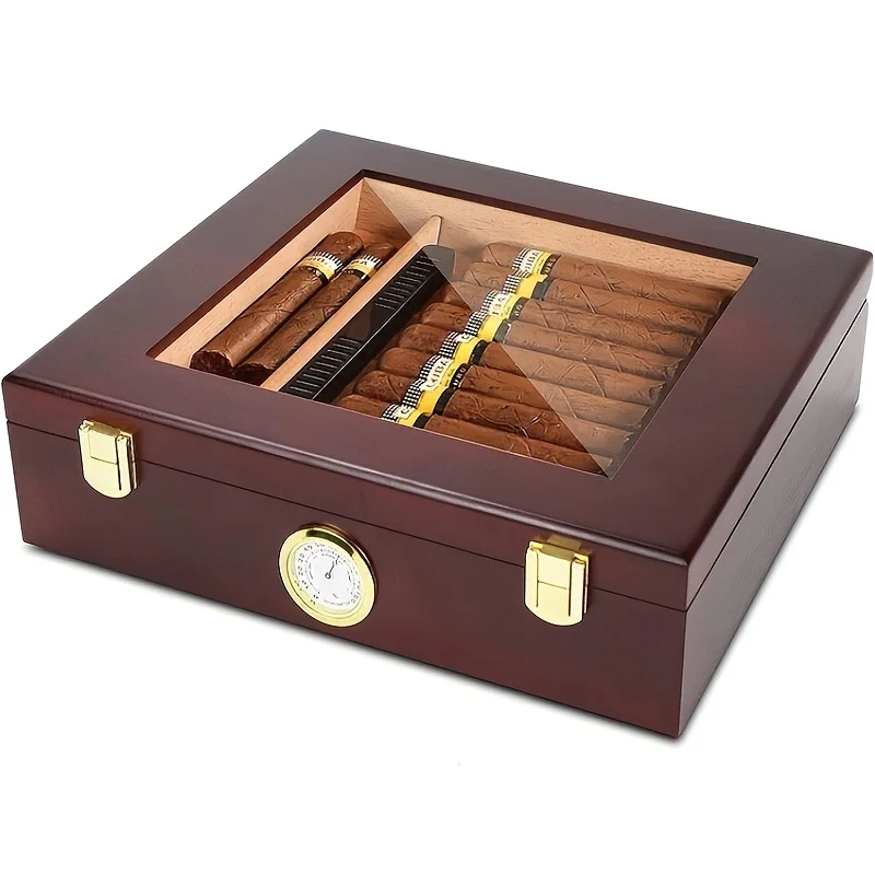 Retro Cederhouten Sigarenkistje | Draagbare Humidor | Opslagdoos Sigaar | Stijlvol Zakelijk Design - Image 3