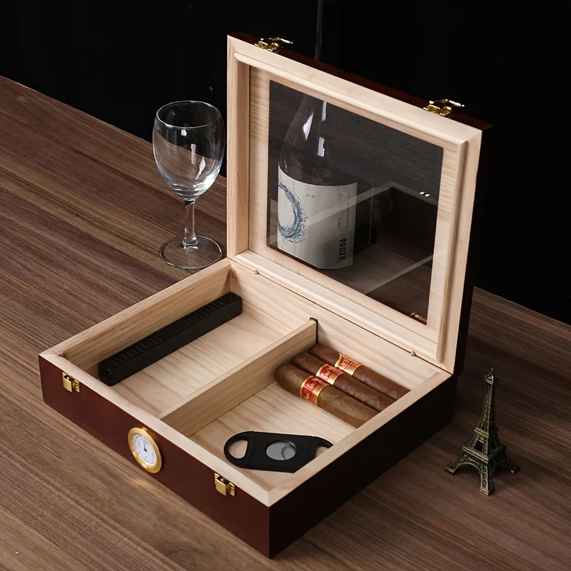 Retro Cederhouten Sigarenkistje | Draagbare Humidor | Opslagdoos Sigaar | Stijlvol Zakelijk Design - Image 4