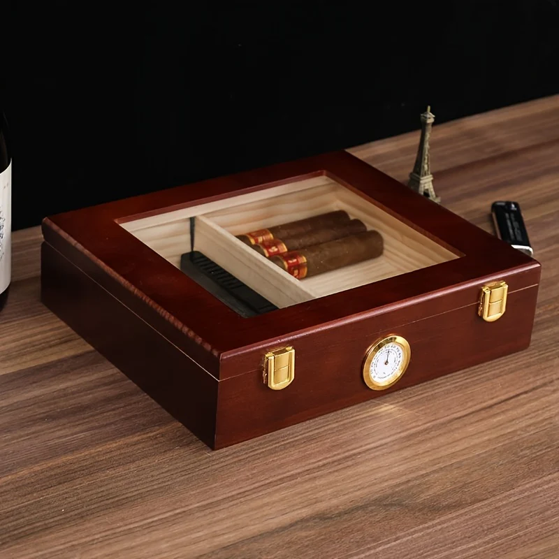 Retro Cederhouten Sigarenkistje | Draagbare Humidor | Opslagdoos Sigaar | Stijlvol Zakelijk Design - Image 5