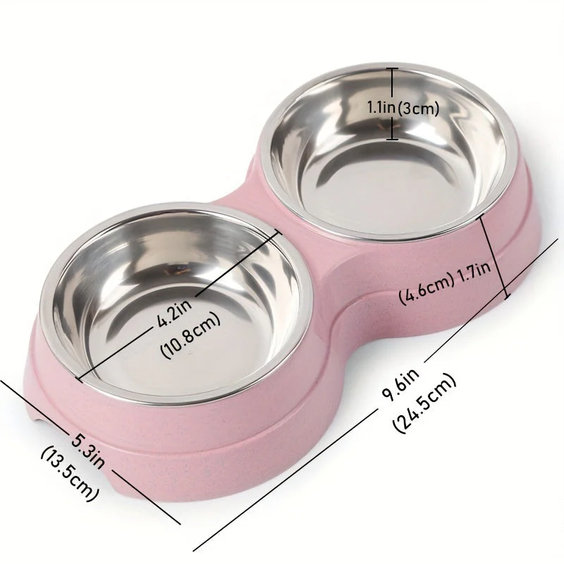 Roestvrijstalen dubbele voerbak voor huisdieren | Antislip basis | 2 bakken voor eten en drinken | Geschikt voor katten en kleine tot middelgrote honden | Gemakkelijk schoon te maken - Image 7