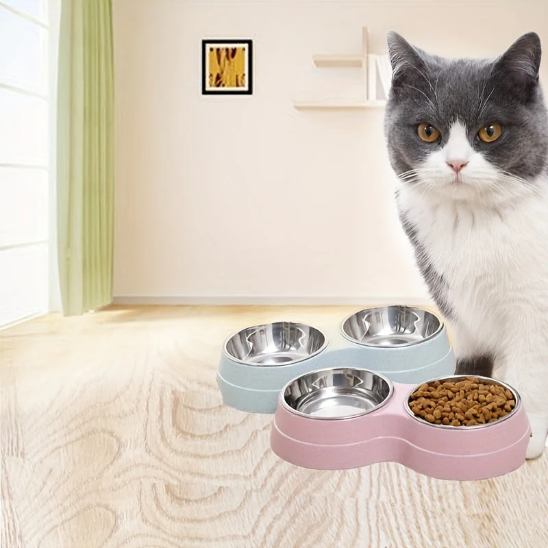 Roestvrijstalen dubbele voerbak voor huisdieren | Antislip basis | 2 bakken voor eten en drinken | Geschikt voor katten en kleine tot middelgrote honden | Gemakkelijk schoon te maken - Image 8