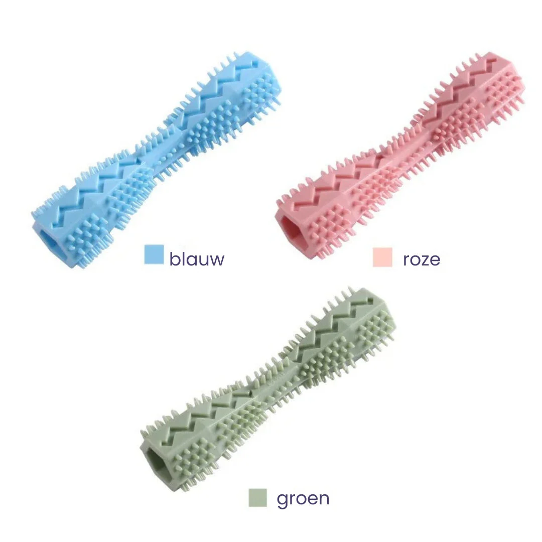 Duurzaam Rubberen Kauwspeeltje voor Honden | Effectieve Gebitsreiniging | Tandvleesmassage | Interactief Ontwerp | Verkrijgbaar in Blauw, Groen en Roze | Veilig en Stimulerend - Image 4