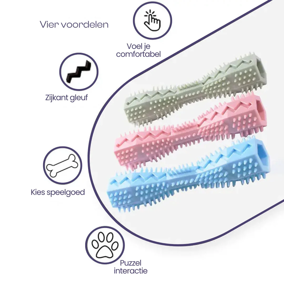 Duurzaam Rubberen Kauwspeeltje voor Honden | Effectieve Gebitsreiniging | Tandvleesmassage | Interactief Ontwerp | Verkrijgbaar in Blauw, Groen en Roze | Veilig en Stimulerend - Image 7