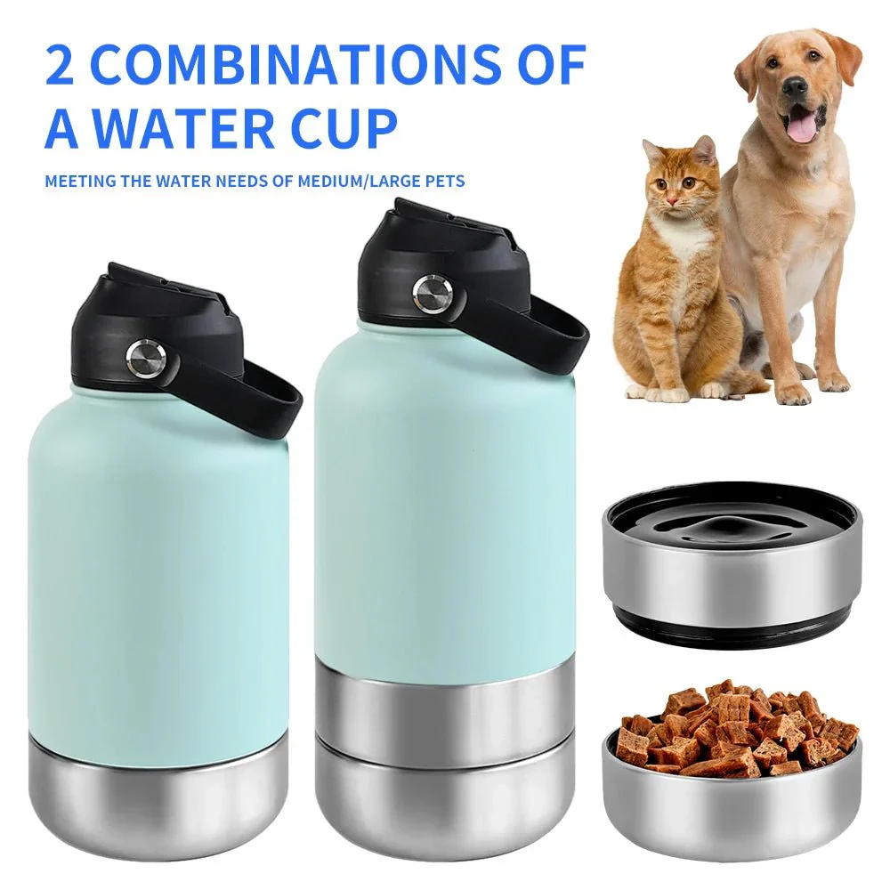 RVS Hondenwaterfles 1000ml met Afneembare Voer- en Waterkom - Dubbelwandig en BPA-vrij - Image 4