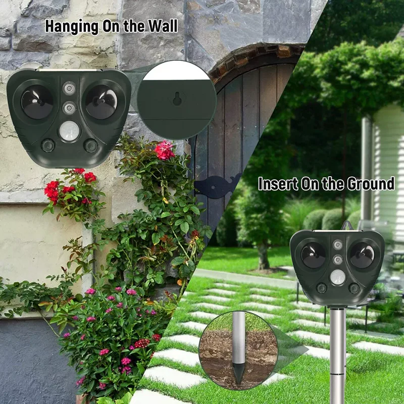 Zonne-energie Ultrasone Afweersysteem | IP44 Waterdicht | 5 Standen | Groen | Bereik tot 9m | Voor Tuin & Boerderij | LED-indicatoren - Image 5