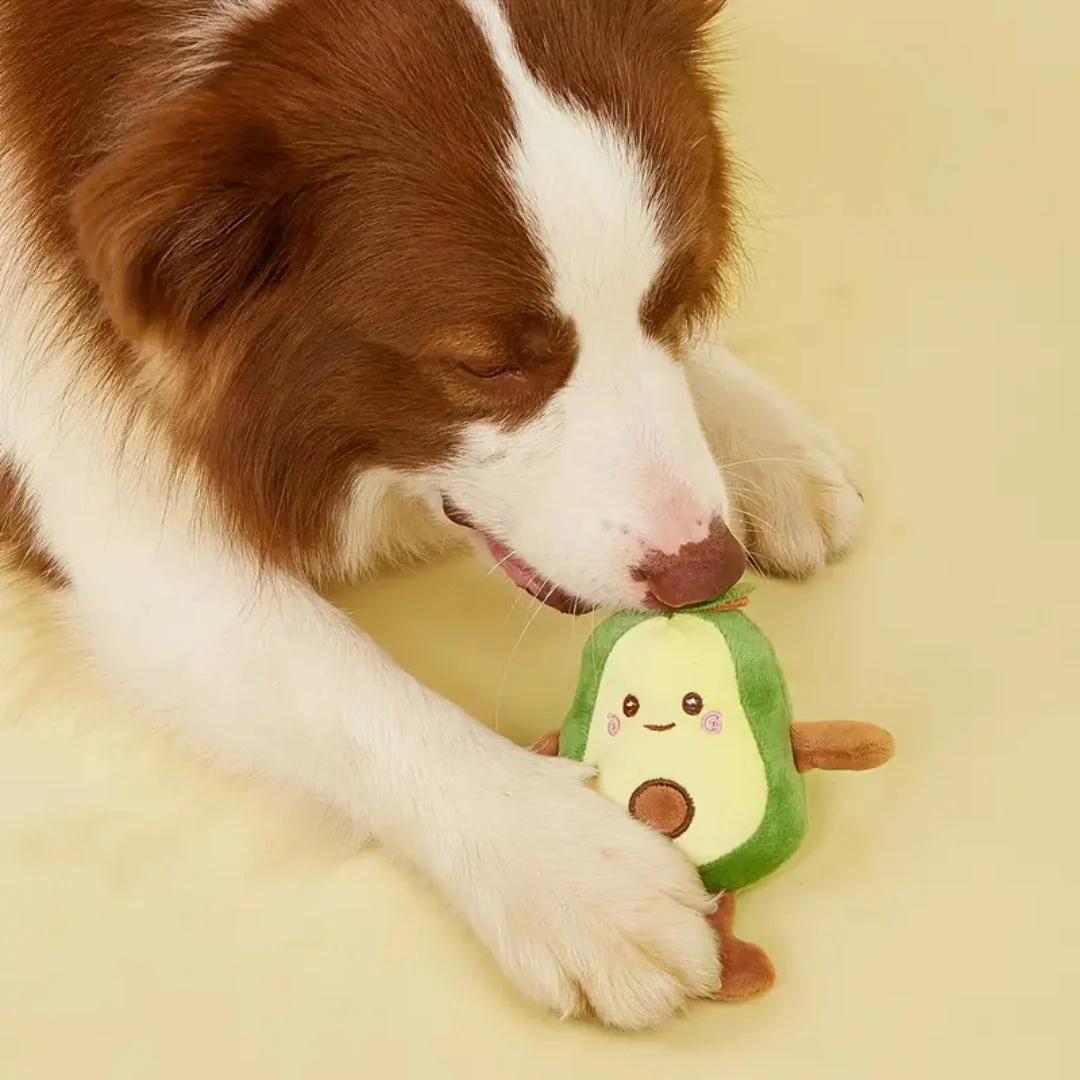 Avocadovormig Pluche Speelgoed | Duurzaam Kauwmateriaal | Interactief Spel met Piepgeluid voor Huisdieren - Image 2