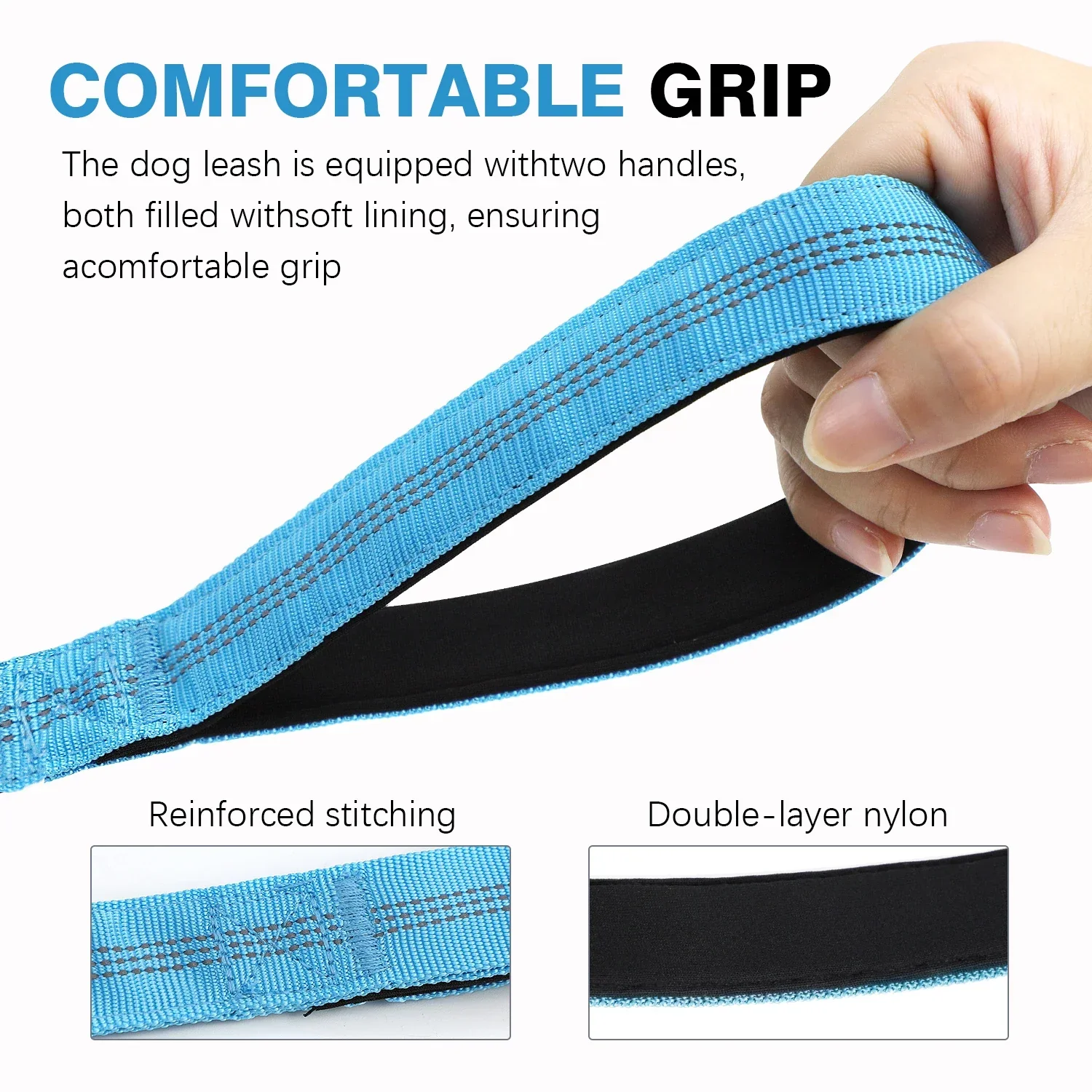 Bungee Hondenriem met Schokdemping en Dubbele Handvatten voor Comfortabele Training en Wandelingen | Geschikt voor Alle Hondengroottes - Image 3