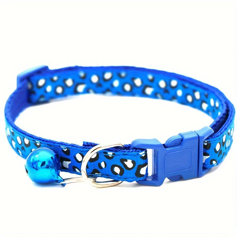 Set van 6 kattenhalsbanden met leopardprint | Verstelbaar nylon | Met veiligheidssluiting en bel | Geschikt voor alle kattenmaten - Image 3