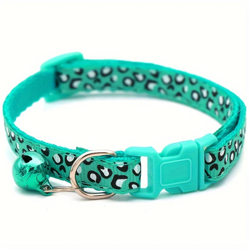 Set van 6 kattenhalsbanden met leopardprint | Verstelbaar nylon | Met veiligheidssluiting en bel | Geschikt voor alle kattenmaten - Image 4