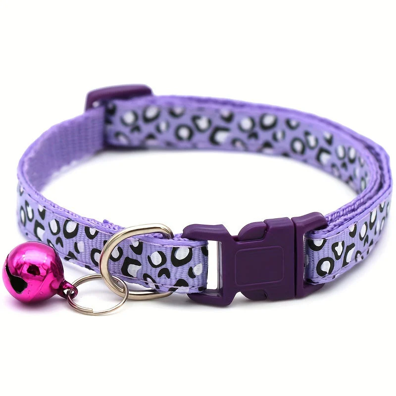 Set van 6 kattenhalsbanden met leopardprint | Verstelbaar nylon | Met veiligheidssluiting en bel | Geschikt voor alle kattenmaten - Image 5