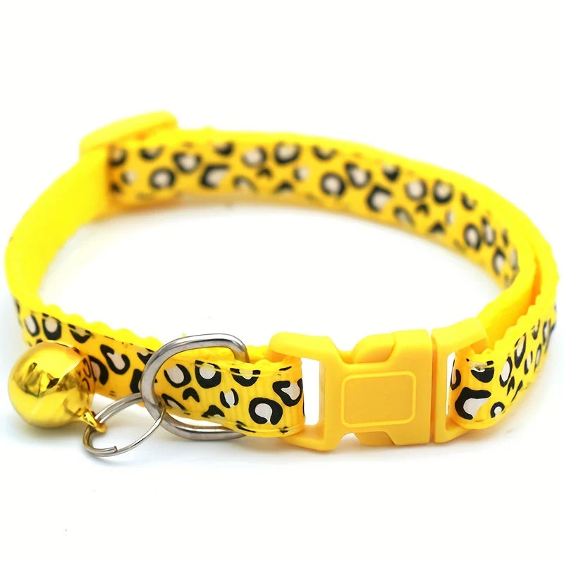 Set van 6 kattenhalsbanden met leopardprint | Verstelbaar nylon | Met veiligheidssluiting en bel | Geschikt voor alle kattenmaten - Image 7