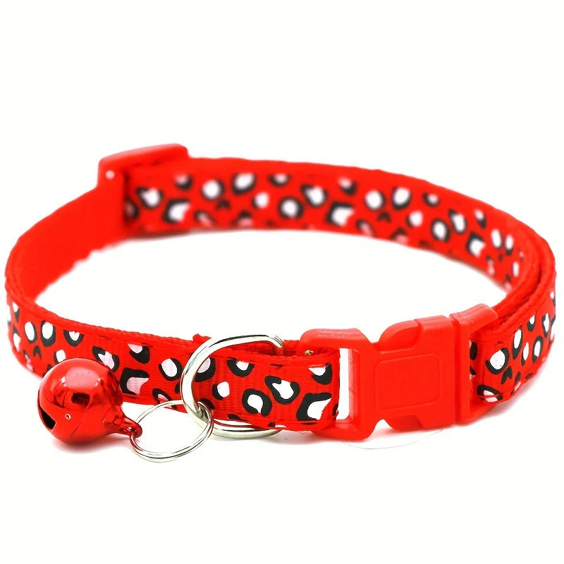 Set van 6 kattenhalsbanden met leopardprint | Verstelbaar nylon | Met veiligheidssluiting en bel | Geschikt voor alle kattenmaten - Image 8