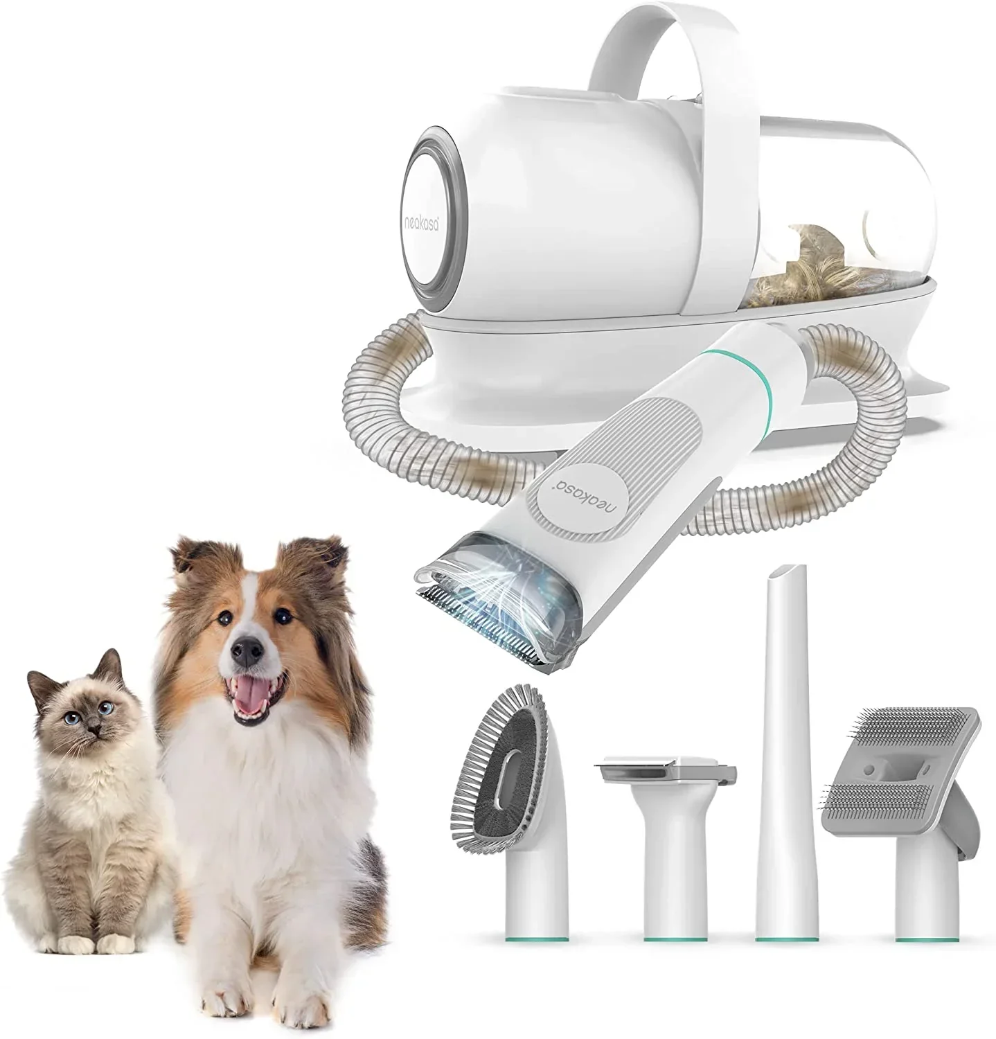 ShedVac Pro Verzorgingskit | Draadloze Trimmer en Zuigfunctie | Voor Honden, Katten en Andere Huisdieren | Wit | Comfortabele Borstels