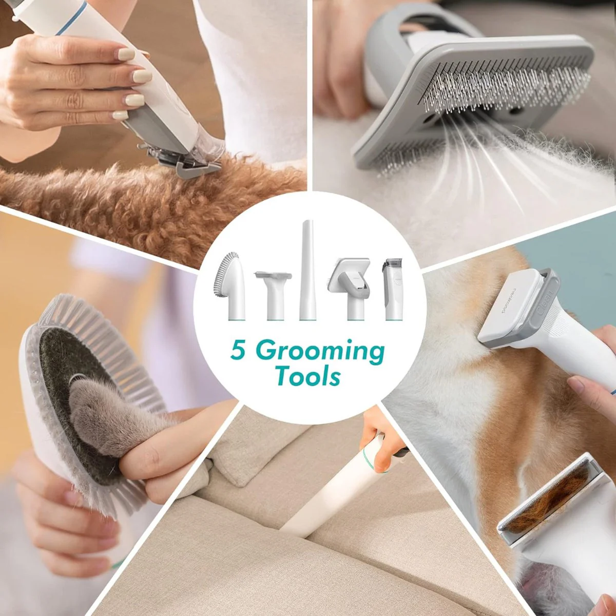 ShedVac Pro Verzorgingskit | Draadloze Trimmer en Zuigfunctie | Voor Honden, Katten en Andere Huisdieren | Wit | Comfortabele Borstels - Image 9