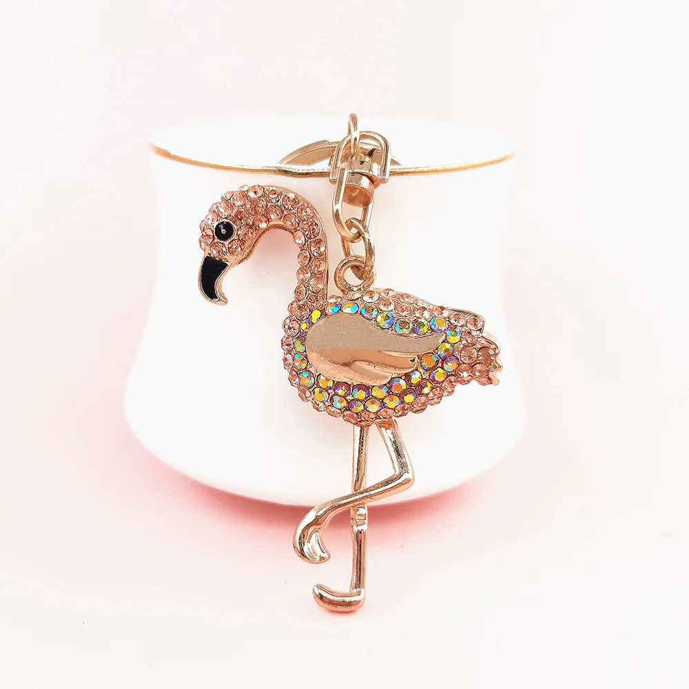 Sleutelhanger Flamingo met Strass | Schattige Auto Sleutelhouder | Dierfiguur Tas Hanger | Telefoon & Handtas Accessoire | Geschenk voor Vrouwen & Meisjes | Metaal & Rhinestone | 12.5x5cm - Image 2