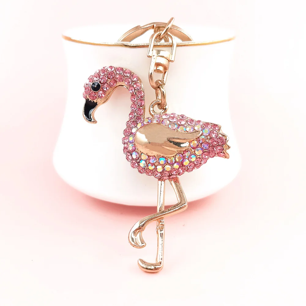 Sleutelhanger Flamingo met Strass Steentjes | Schattige Dieren Sleutelhanger voor Auto, Telefoon of Tas | Metalen Keyring | Cadeau voor Vrouwen & Meisjes | 12,5x5cm | Fashion Accessoire - Image 2