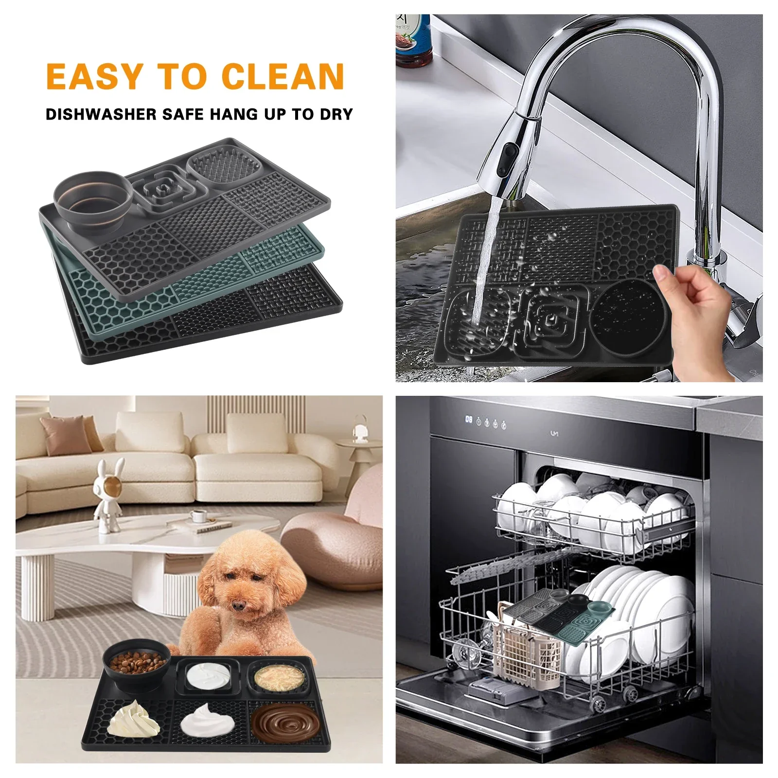Siliconen Likmat voor Honden | BPA-Vrij | Vertraagt Eettempo & Stimuleert Likken | Geschikt voor Voer & Water | Ideaal Voor Bad en Vloer Usage - Image 6