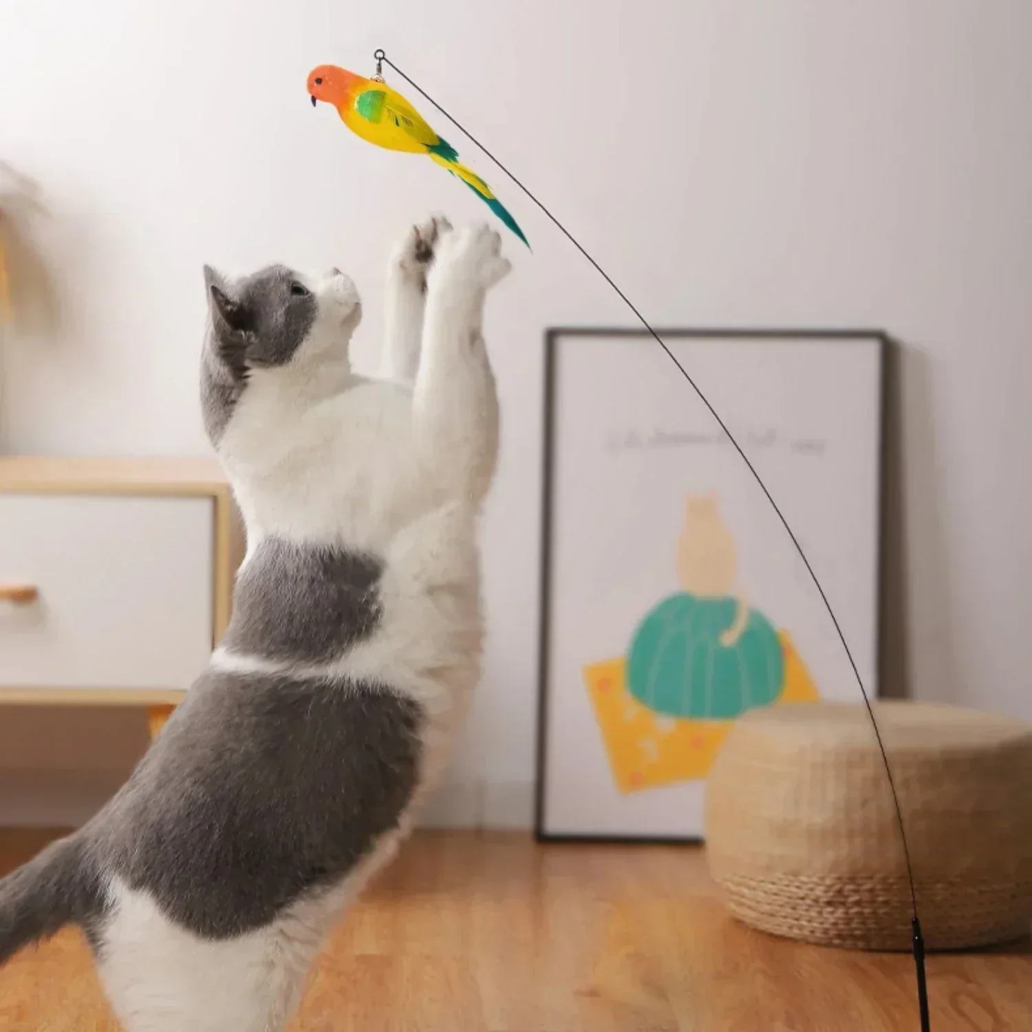 Kattenspeelgoed | Interactieve Pauwenpluim Met Bel | Kunststof Verenstok | Kattenstok | Speeltjes Voor Kittens En Katten | Huisdierbenodigdheden | Veilig En Duurzaam | Simulatie Vogelmotief | Indoor Plezier - Image 3