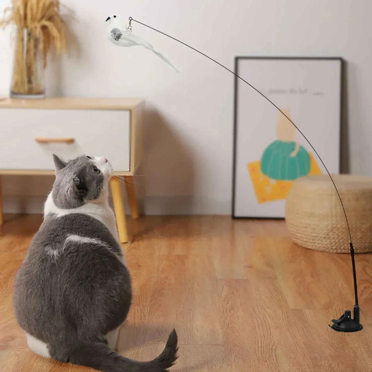 Kattenspeelgoed | Interactieve Pauwenpluim Met Bel | Kunststof Verenstok | Kattenstok | Speeltjes Voor Kittens En Katten | Huisdierbenodigdheden | Veilig En Duurzaam | Simulatie Vogelmotief | Indoor Plezier - Image 4