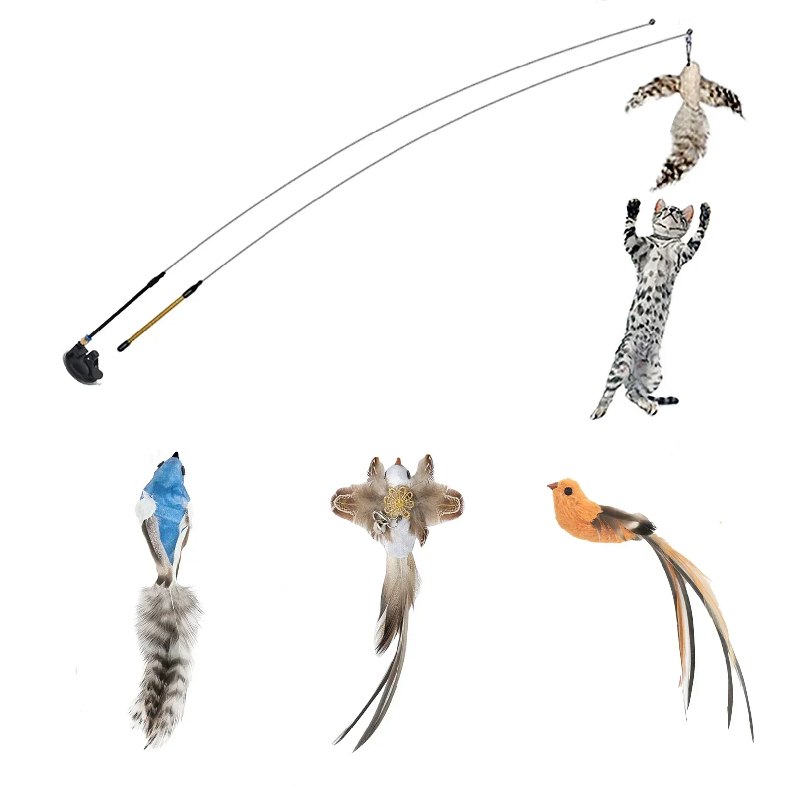 Kattenspeelgoed | Interactieve Pauwenpluim Met Bel | Kunststof Verenstok | Kattenstok | Speeltjes Voor Kittens En Katten | Huisdierbenodigdheden | Veilig En Duurzaam | Simulatie Vogelmotief | Indoor Plezier - Image 50