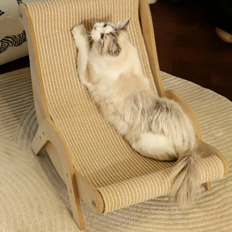 Sisal Kattenstoel | Stevige Houten Krabpaal Voor Huisdieren | Duurzame Krabpaal Voor Binnen & Buiten | Natuurlijke Sisalvezel | Elegante Strandstoel Voor Katten - Image 3