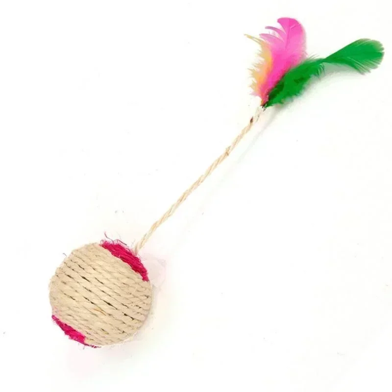 Interactieve Sisal Trainingsbal voor Katten met Veer | Duurzaam Speel- en Krabaccessoire voor Nagelverzorging | Compact en Natuurlijk - Image 6