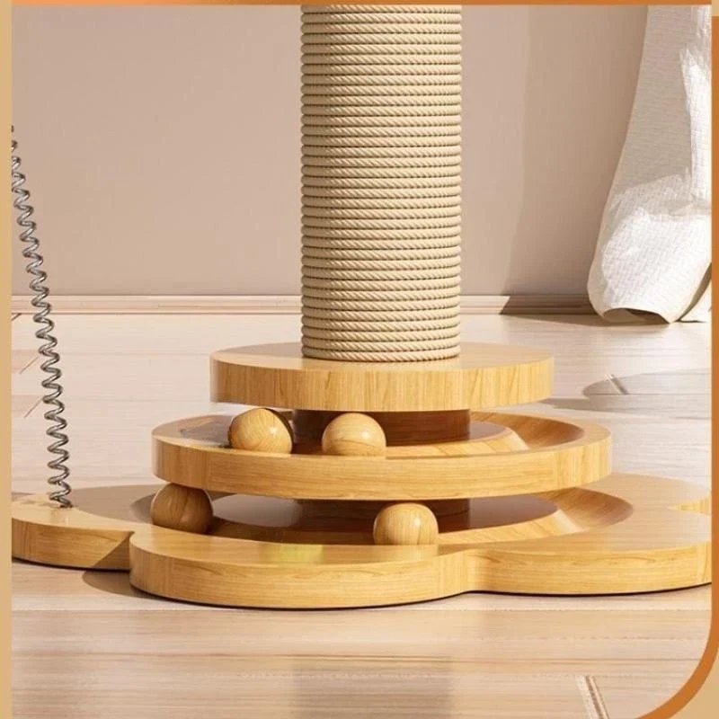 SisalSpin | Duurzame Houten Kattenkrabpaal met Sisal | Ingebouwde Draaitafel met Speelelementen | 2 Maten Beschikbaar - Image 3