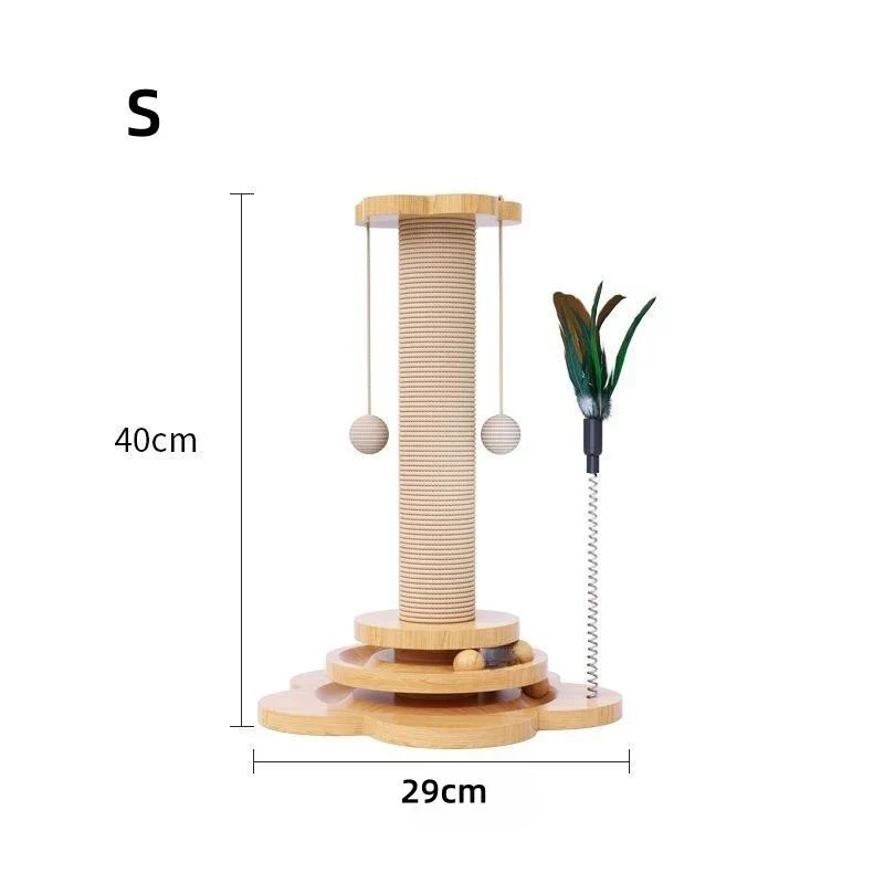 SisalSpin | Duurzame Houten Kattenkrabpaal met Sisal | Ingebouwde Draaitafel met Speelelementen | 2 Maten Beschikbaar - Image 8