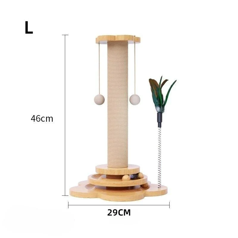 SisalSpin | Duurzame Houten Kattenkrabpaal met Sisal | Ingebouwde Draaitafel met Speelelementen | 2 Maten Beschikbaar - Image 9