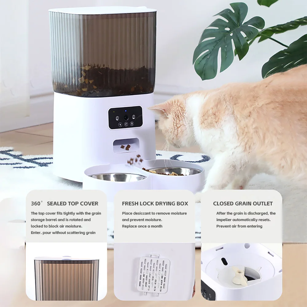 Slimme Voederdispenser 5L voor Katten en Honden | Ingebouwde Camera en Voice Recorder | Bediening via App - Image 4