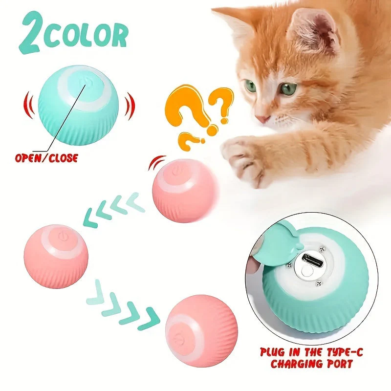 Slimme interactieve kattenbal | Automatisch rollend speelgoed voor katten | Duurzaam kunststof | 4,3 cm | Geschikt voor kleine en middelgrote katten | Stimuleert beweging en actief spel - Image 10