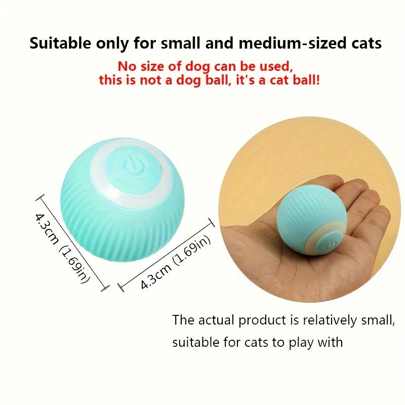 Slimme interactieve kattenbal | Automatisch rollend speelgoed voor katten | Duurzaam kunststof | 4,3 cm | Geschikt voor kleine en middelgrote katten | Stimuleert beweging en actief spel - Image 4