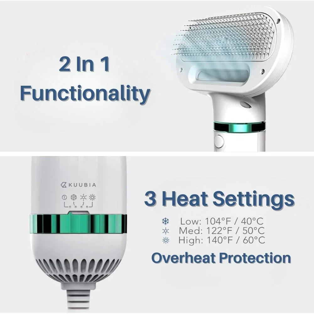 VelvetPaws QuickDry Styler | Stilte Technologie | 2-in-1 Droger en Borstel | Verstelbare Warmte | Huisdier Vachtverzorging | Ontwikkeld voor Comfort en Knuffels | Stressvrije Ervaring - Image 8