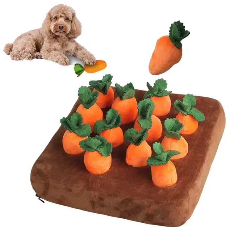 Interactieve Snuffelmat voor Honden met Pluche Groente | Stimuleert Zoeken en Graven | Ideaal voor Snacks Verbergen | 36,5 x 7,5 cm - Image 2