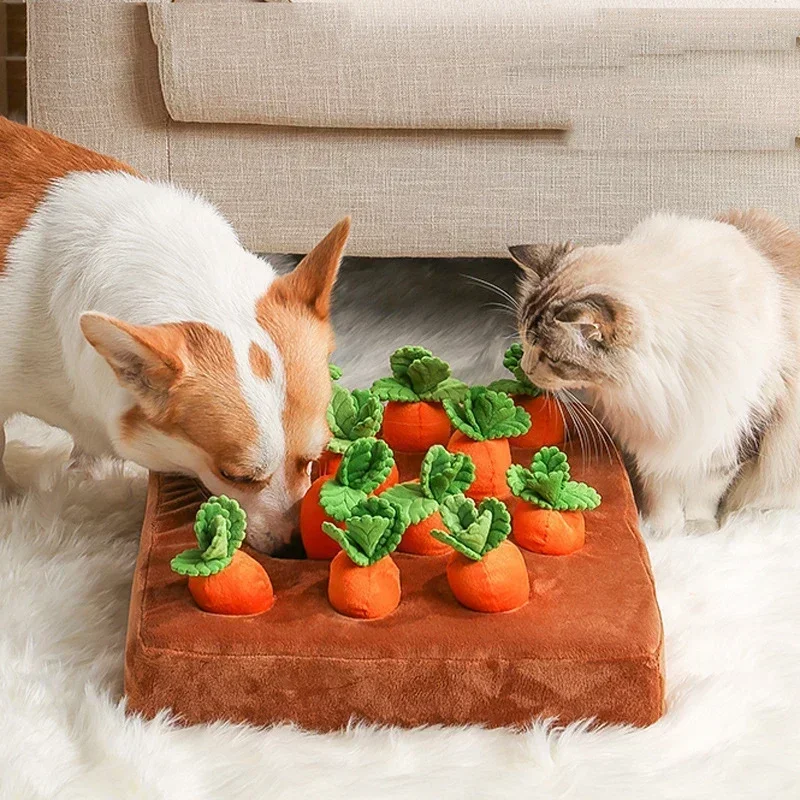 Interactieve Snuffelmat voor Honden met Pluche Groente | Stimuleert Zoeken en Graven | Ideaal voor Snacks Verbergen | 36,5 x 7,5 cm - Image 3