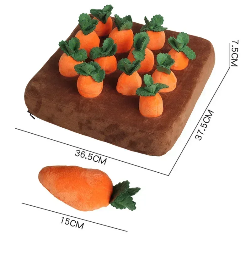 Interactieve Snuffelmat voor Honden met Pluche Groente | Stimuleert Zoeken en Graven | Ideaal voor Snacks Verbergen | 36,5 x 7,5 cm - Image 4