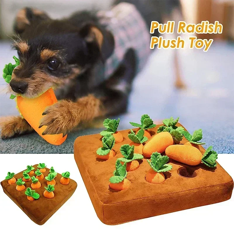 Interactieve Snuffelmat voor Honden met Pluche Groente | Stimuleert Zoeken en Graven | Ideaal voor Snacks Verbergen | 36,5 x 7,5 cm - Image 6