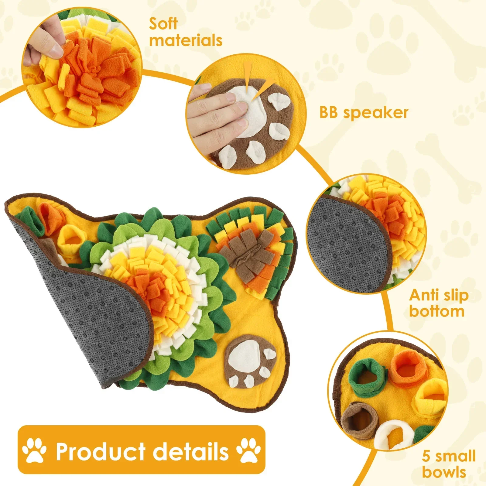 Interactieve Zoekmat voor Honden met Antislip Onderkant en Verborgen Traktatiekommetjes | Stimuleert Geurvermogen en Voorkomt Verveling - Image 4