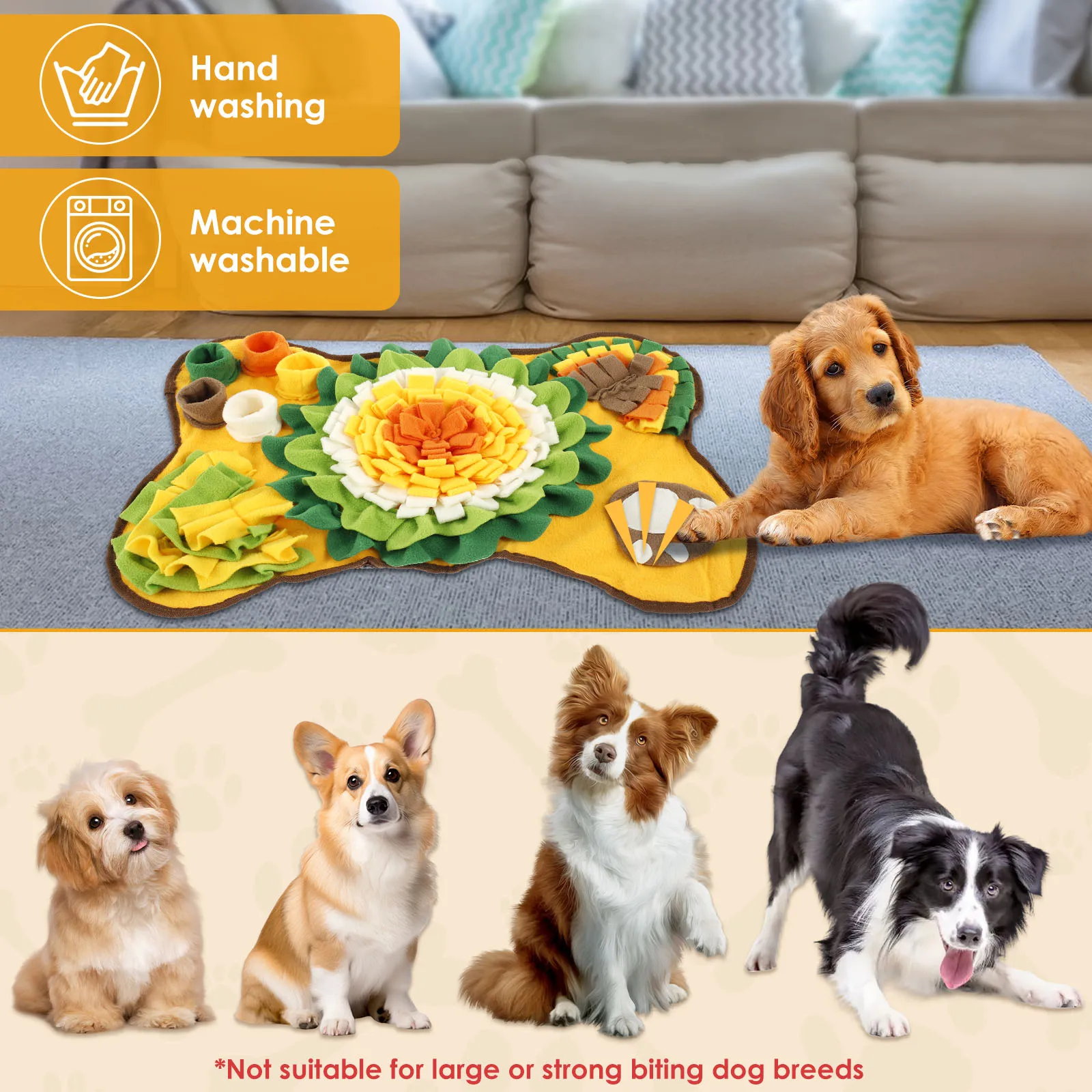 Interactieve Zoekmat voor Honden met Antislip Onderkant en Verborgen Traktatiekommetjes | Stimuleert Geurvermogen en Voorkomt Verveling - Image 5