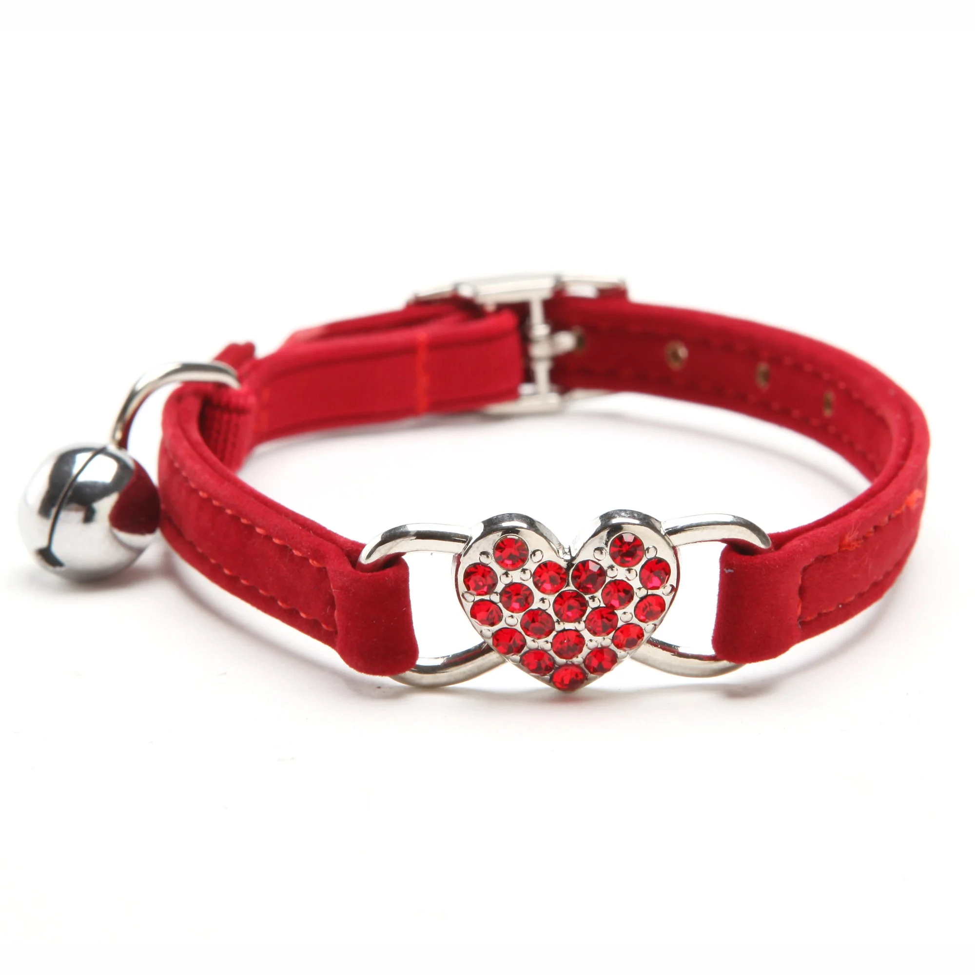Sparkling Heart kattenhalsband | Zacht kunstleer | Verstelbaar | Glinsterend hartje en bel | Comfortabel accessoire voor katten van alle leeftijden - Image 3