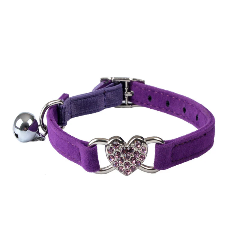 Sparkling Heart kattenhalsband | Zacht kunstleer | Verstelbaar | Glinsterend hartje en bel | Comfortabel accessoire voor katten van alle leeftijden - Image 7