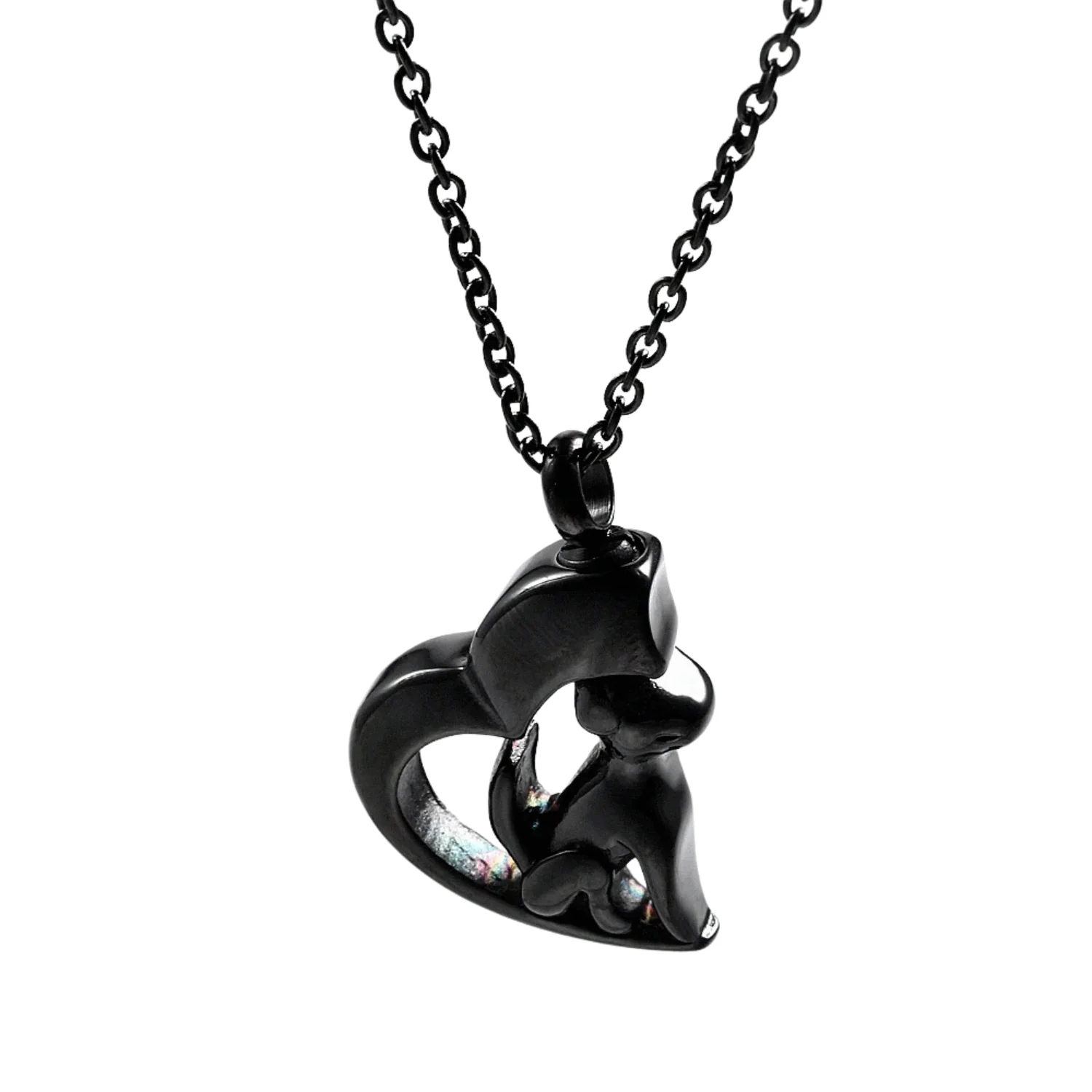 RVS honden urn ketting | Hartvormige assieraad hanger | Dieren herinneringssieraad | Unisex | Zilver goud zwart | 50cm | Cadeau