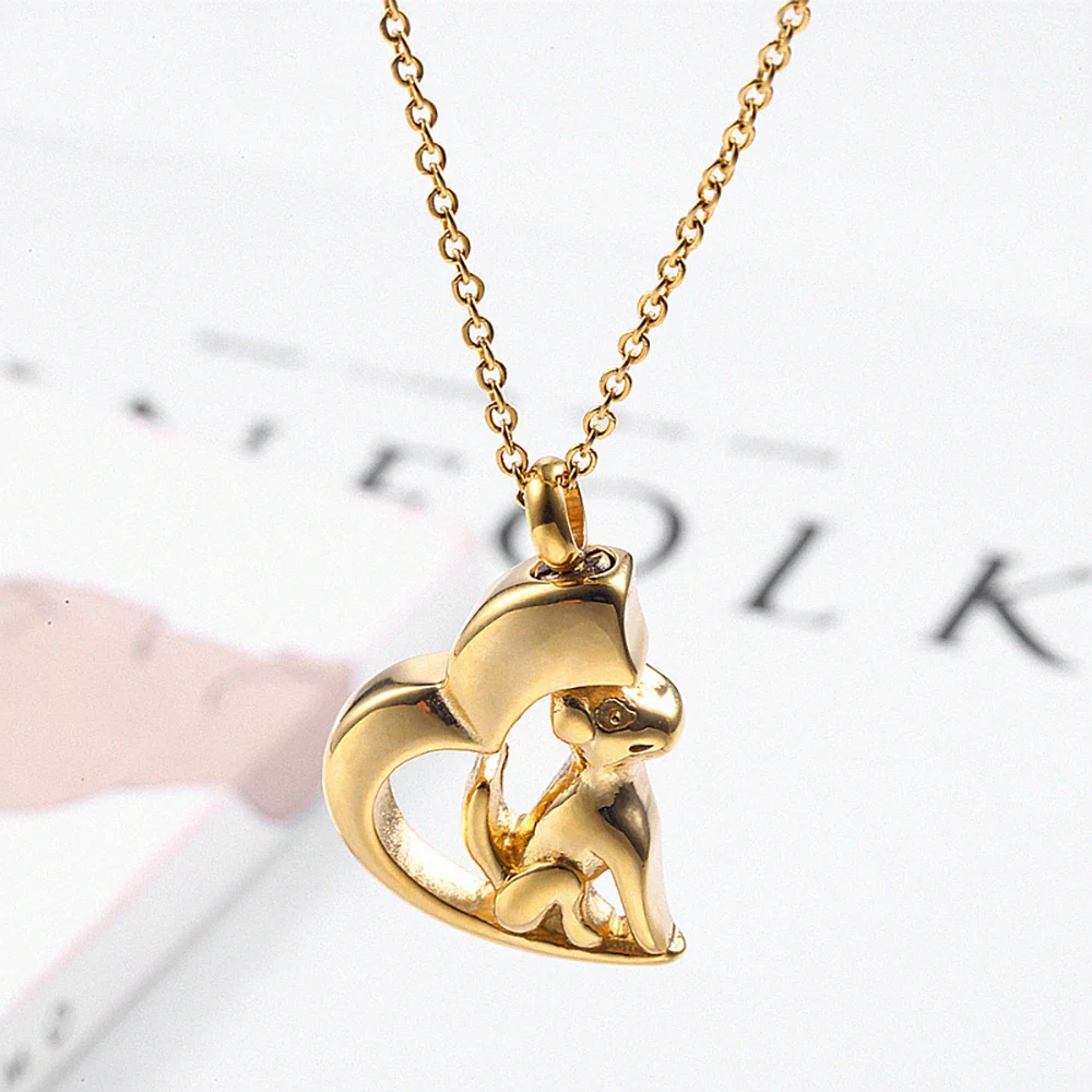 RVS honden urn ketting | Hartvormige assieraad hanger | Dieren herinneringssieraad | Unisex | Zilver goud zwart | 50cm | Cadeau - Image 5