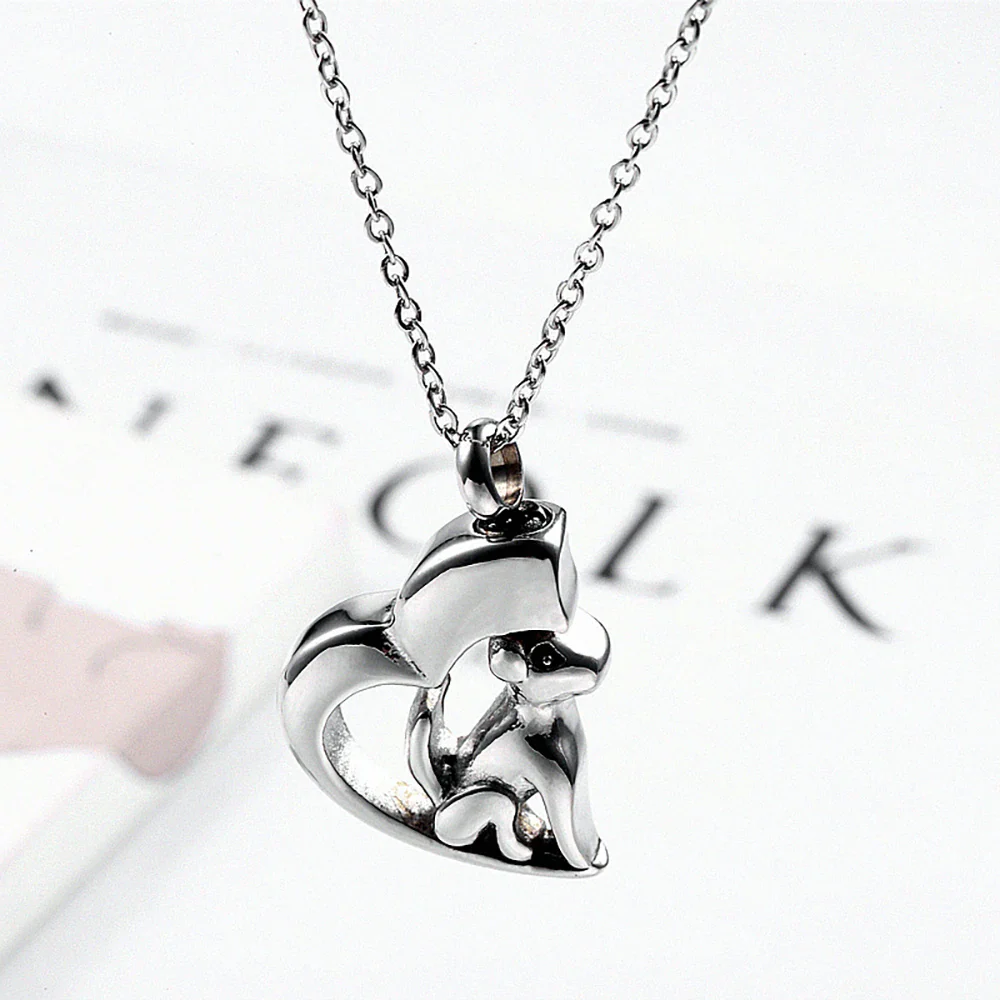 RVS honden urn ketting | Hartvormige assieraad hanger | Dieren herinneringssieraad | Unisex | Zilver goud zwart | 50cm | Cadeau - Image 7