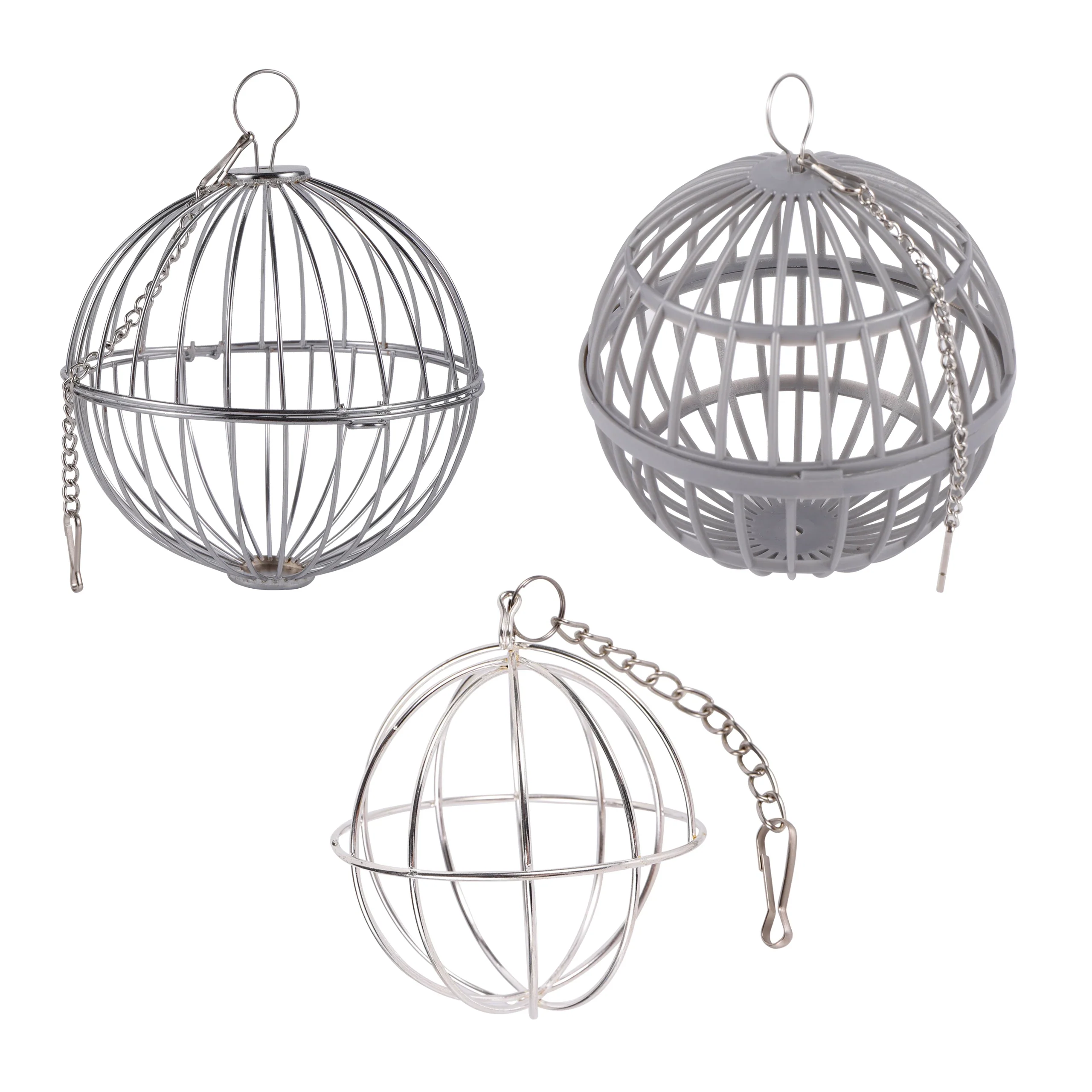 Roestvrij Staal & Plastic Voer Dispenser Bal | Speelgoed voor Konijnen & Cavia's | Zilver | Ronde Hooi Bal met Ophanghaak | Stressverlichting Dieren | Kleine Dierkooien | 1 Stuk - Image 6