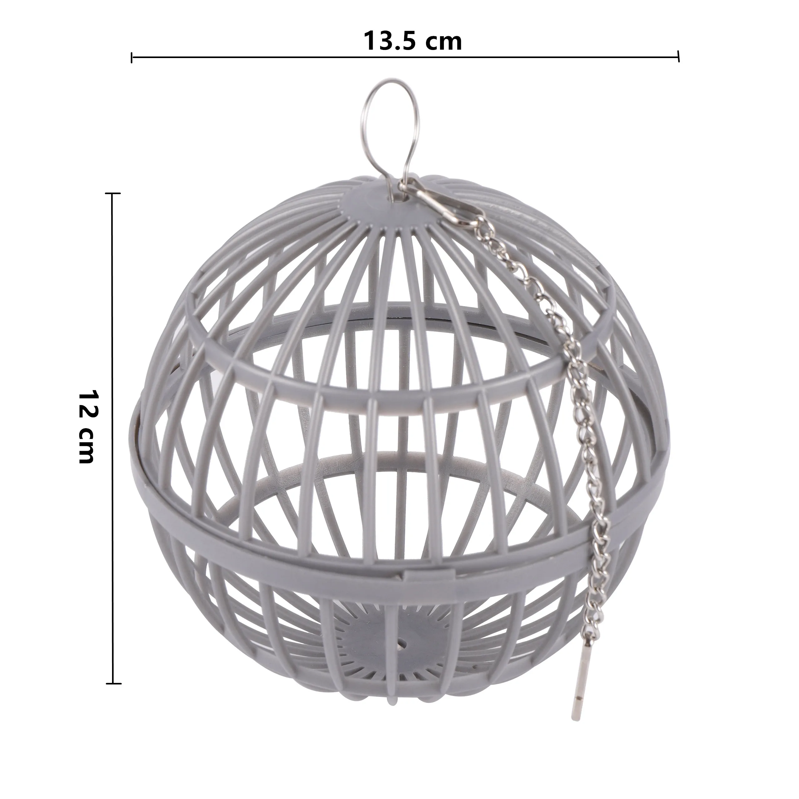 Roestvrij Staal & Plastic Voer Dispenser Bal | Speelgoed voor Konijnen & Cavia's | Zilver | Ronde Hooi Bal met Ophanghaak | Stressverlichting Dieren | Kleine Dierkooien | 1 Stuk - Image 7