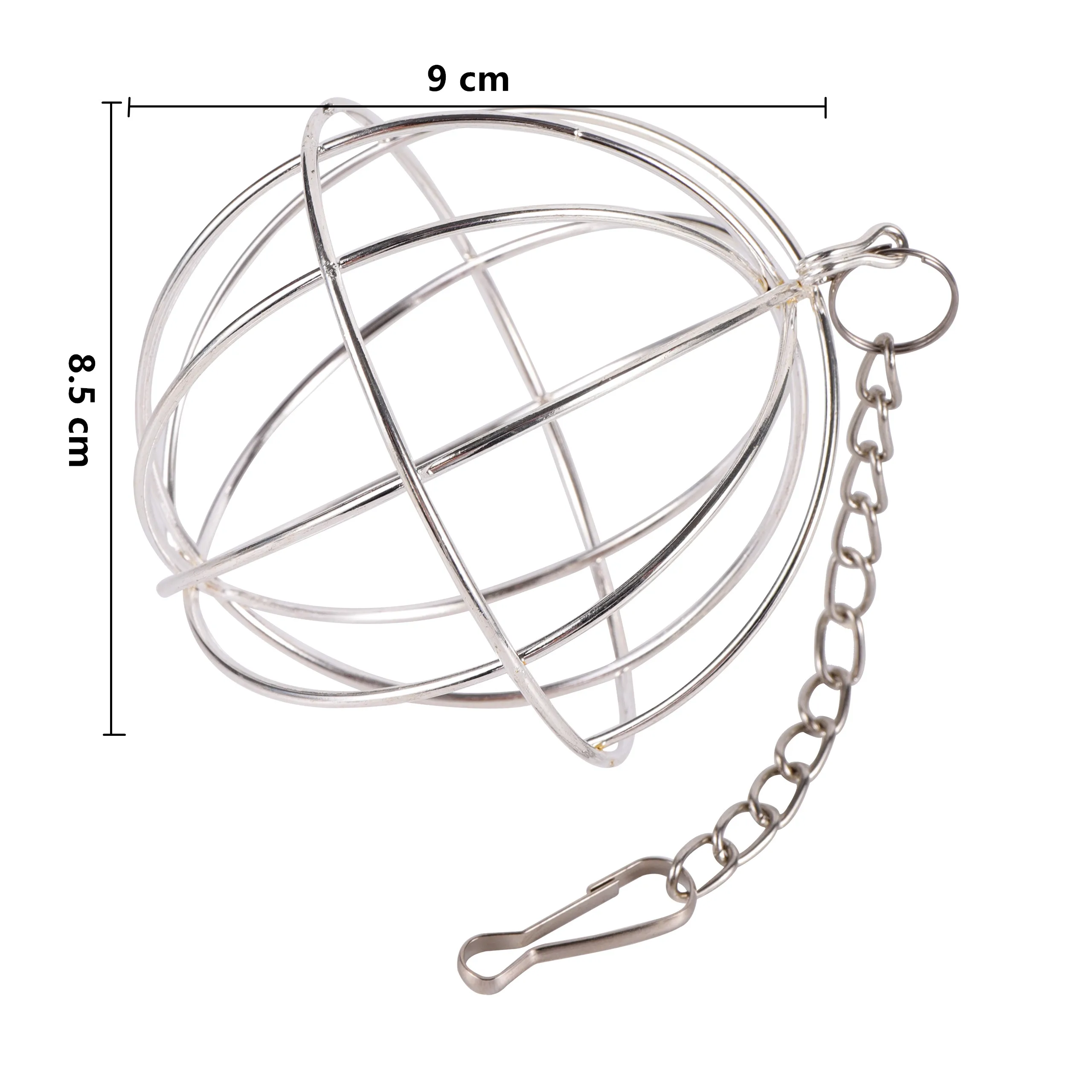 Roestvrij Staal & Plastic Voer Dispenser Bal | Speelgoed voor Konijnen & Cavia's | Zilver | Ronde Hooi Bal met Ophanghaak | Stressverlichting Dieren | Kleine Dierkooien | 1 Stuk - Image 9