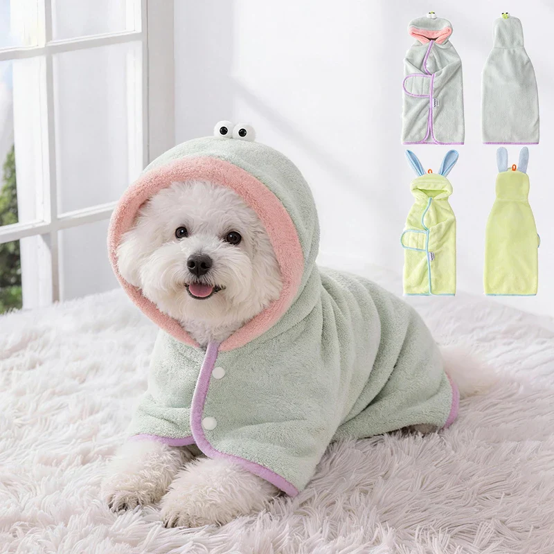 Super absorberende hondenbadjas fleece | Met capuchon verstelbaar | Sneldrogend warm | Na bad modderige wandeling