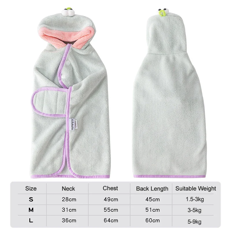 Super absorberende hondenbadjas fleece | Met capuchon verstelbaar | Sneldrogend warm | Na bad modderige wandeling - Image 8